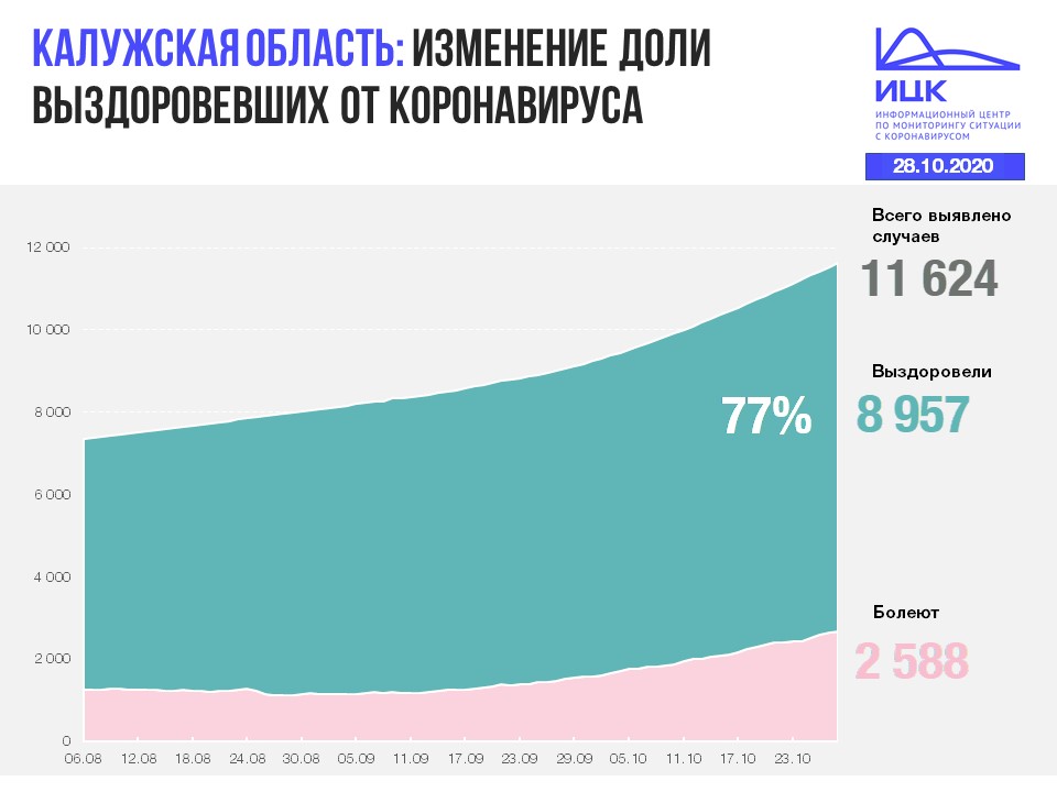 Официальные данные федерального оперативного штаба по коронавирусу в Калужской области на 28 октября 2020 года.