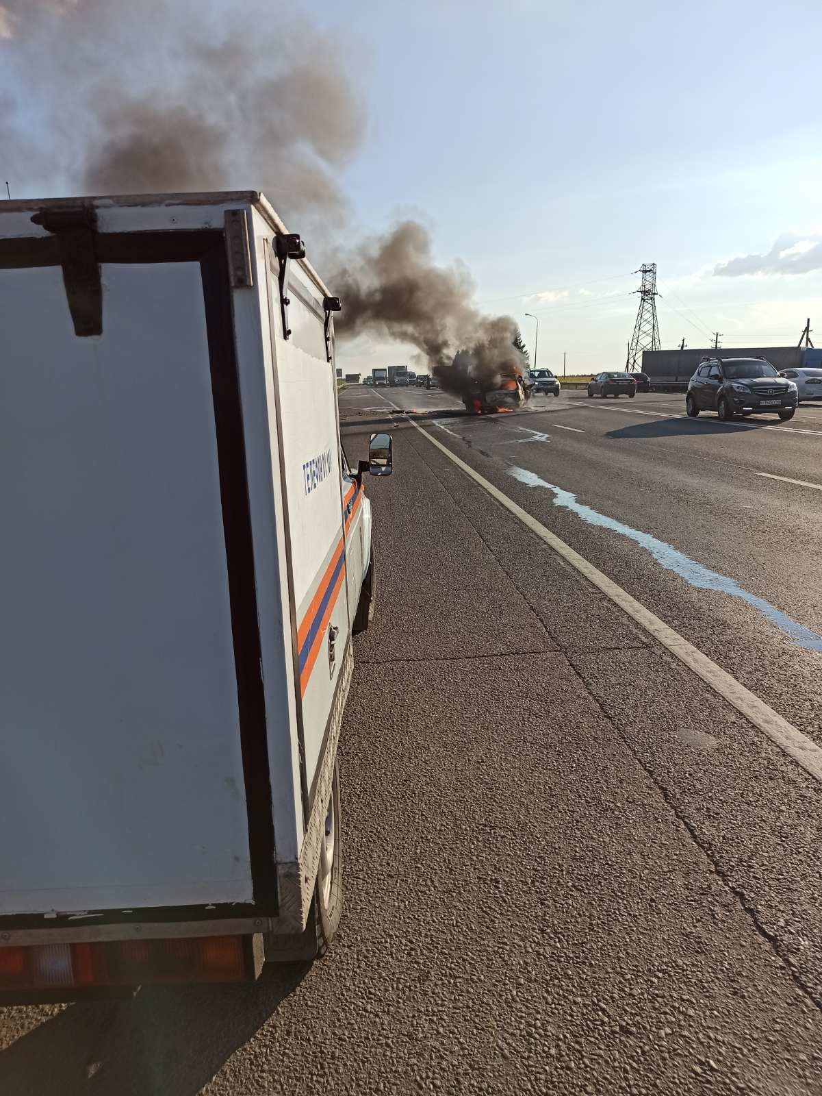 ДТП в Калужской области, сгорел автомобиль