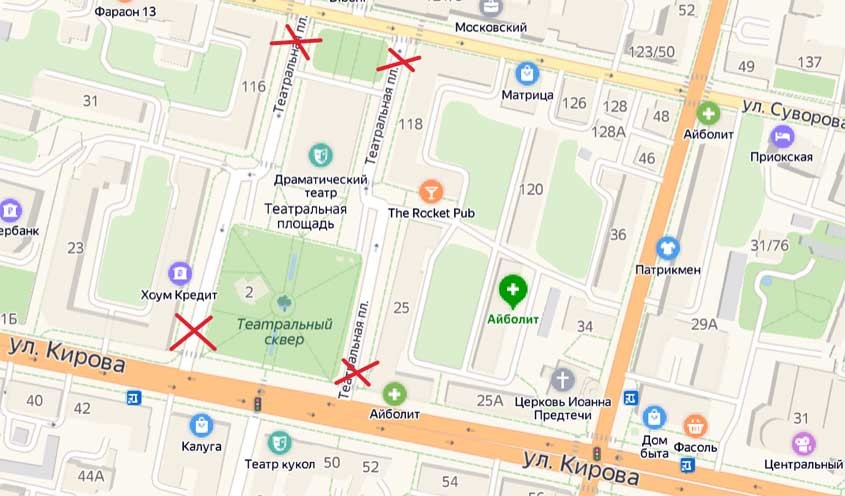 Театральная площадь киров карта