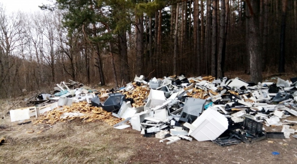 Лес в Калуге засыпали промышленным мусором
