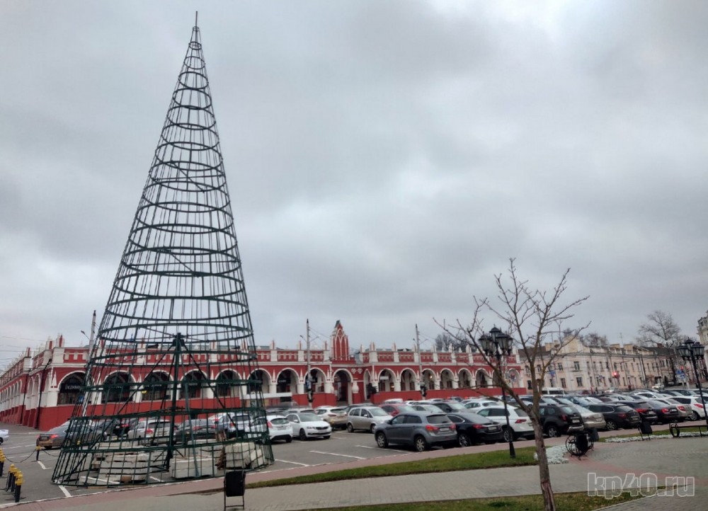 В Калуге начали устанавливать две главные новогодние елки города