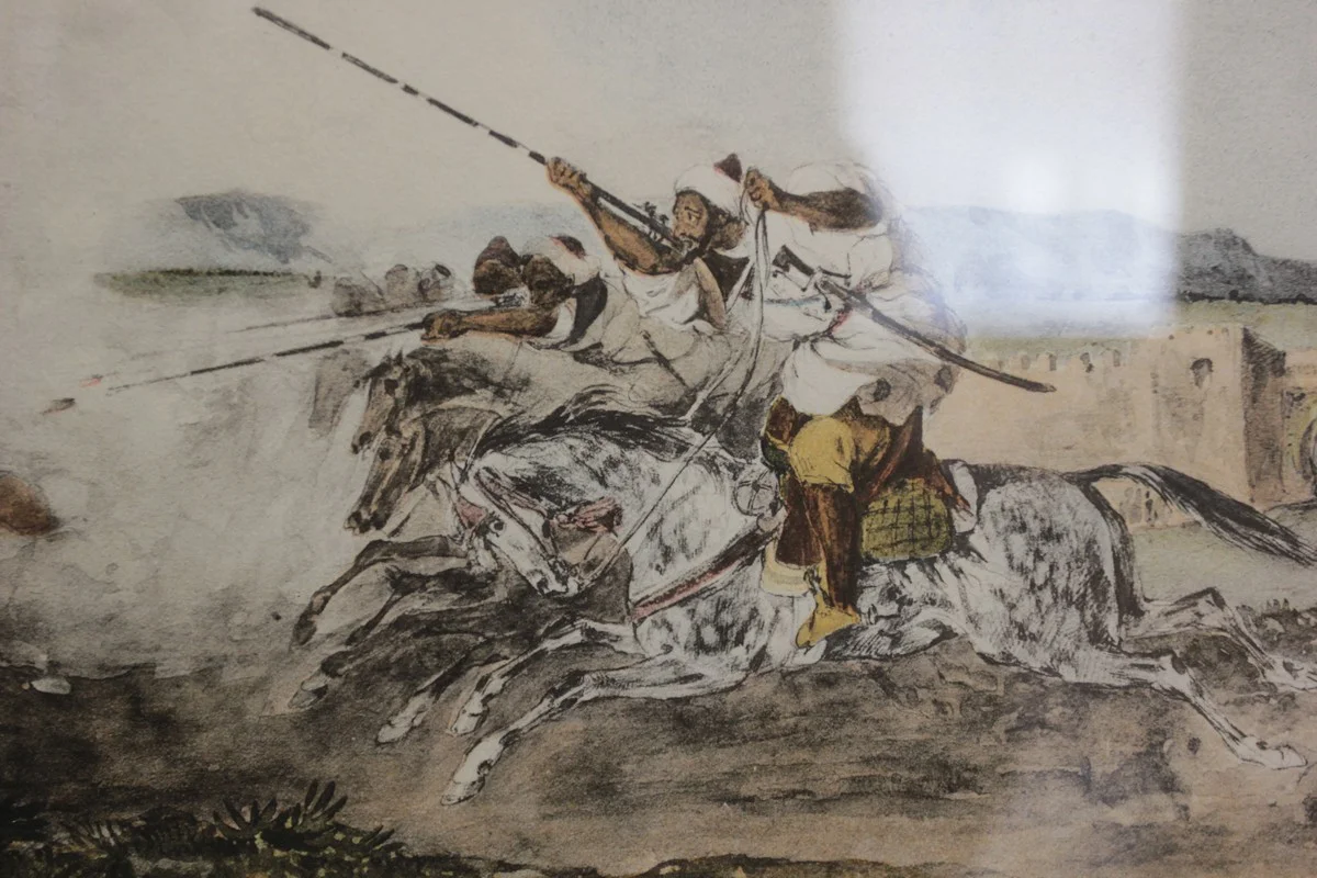  «Состязания в стрельбе перед воротами Мекны». Литография 1928 года, с рисунка 1832 года.  