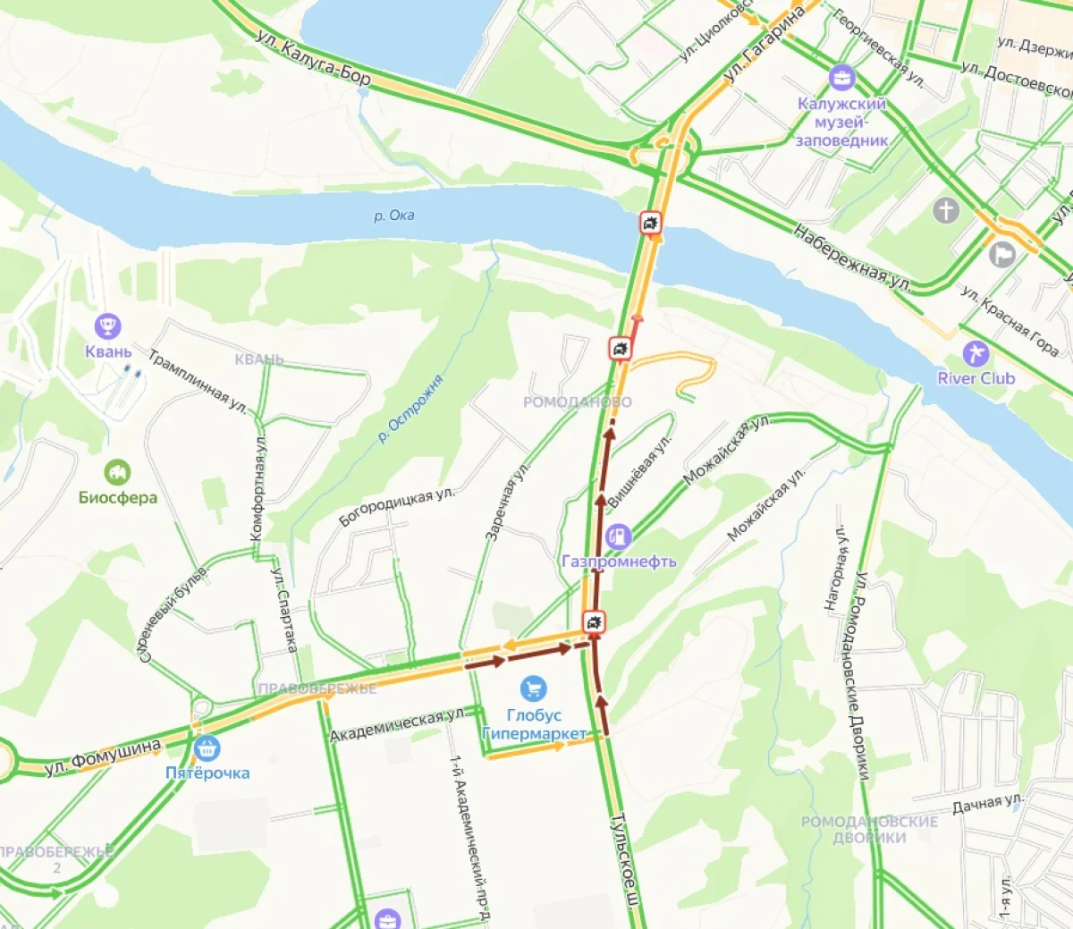 С Правого берега попасть в сторону центра пока можно только через Анненки и Пучково.
