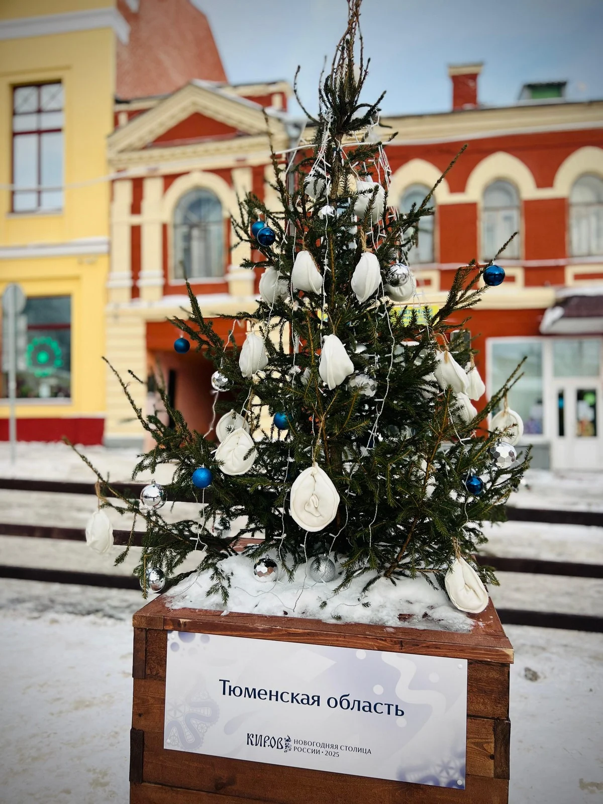 Тюменская елка была украшена пельменями.