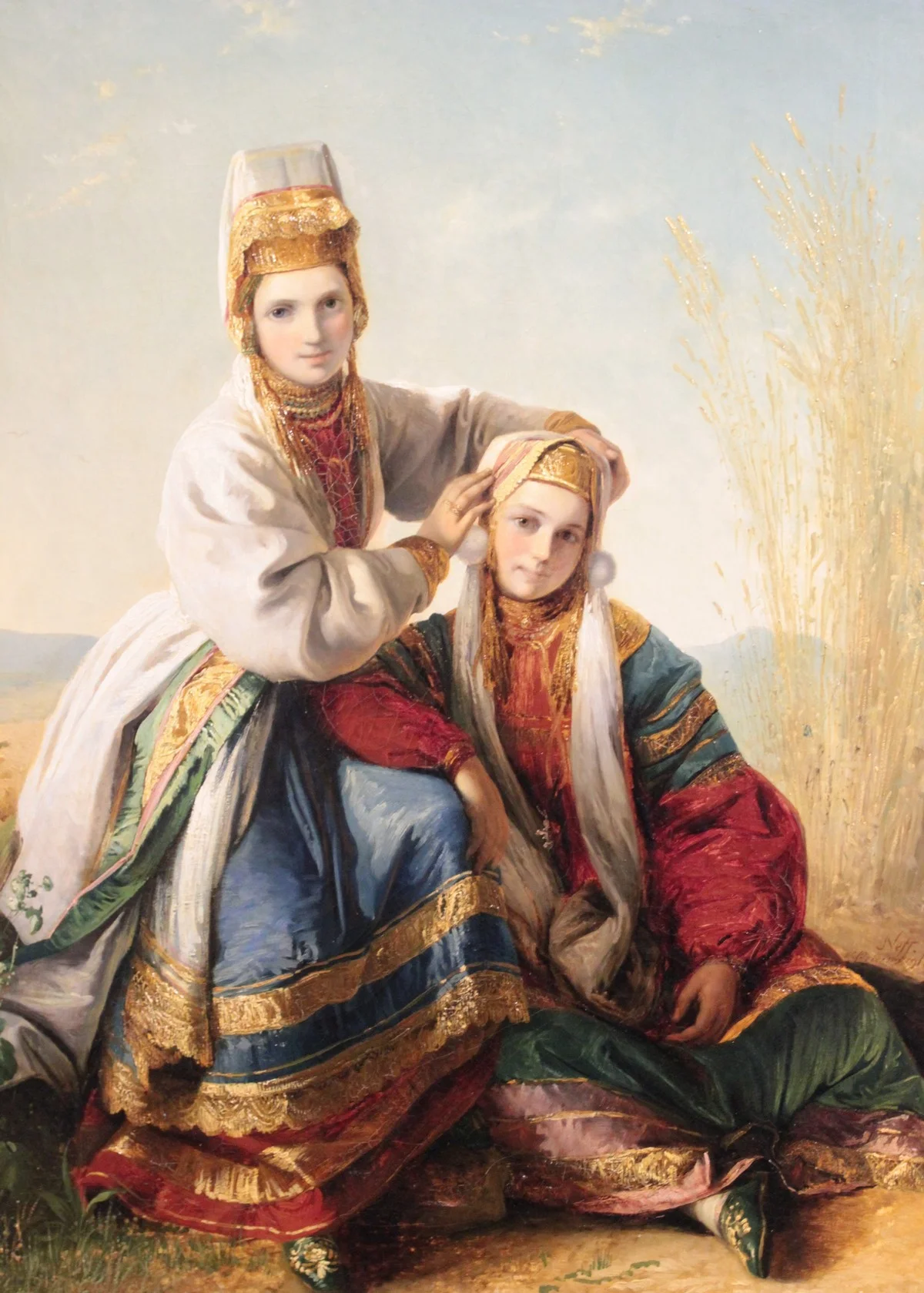 Тимофей Нефф «Две девушки в национальных костюмах», 1839 г. Из собрания Русского музея.