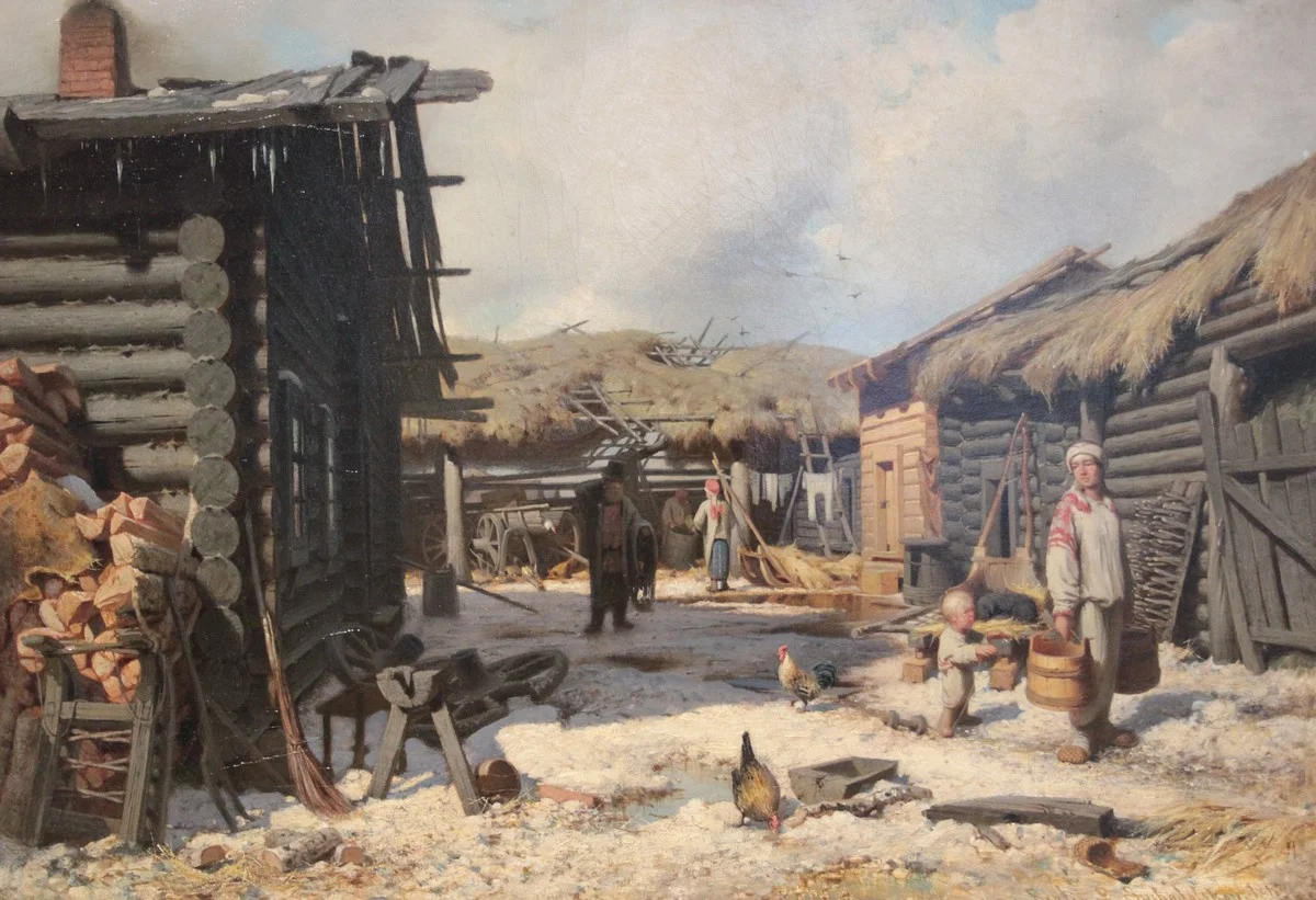 Петр Суходольский «Крестьянский дворик», 1863 год. Из собрания Русского музея. 
