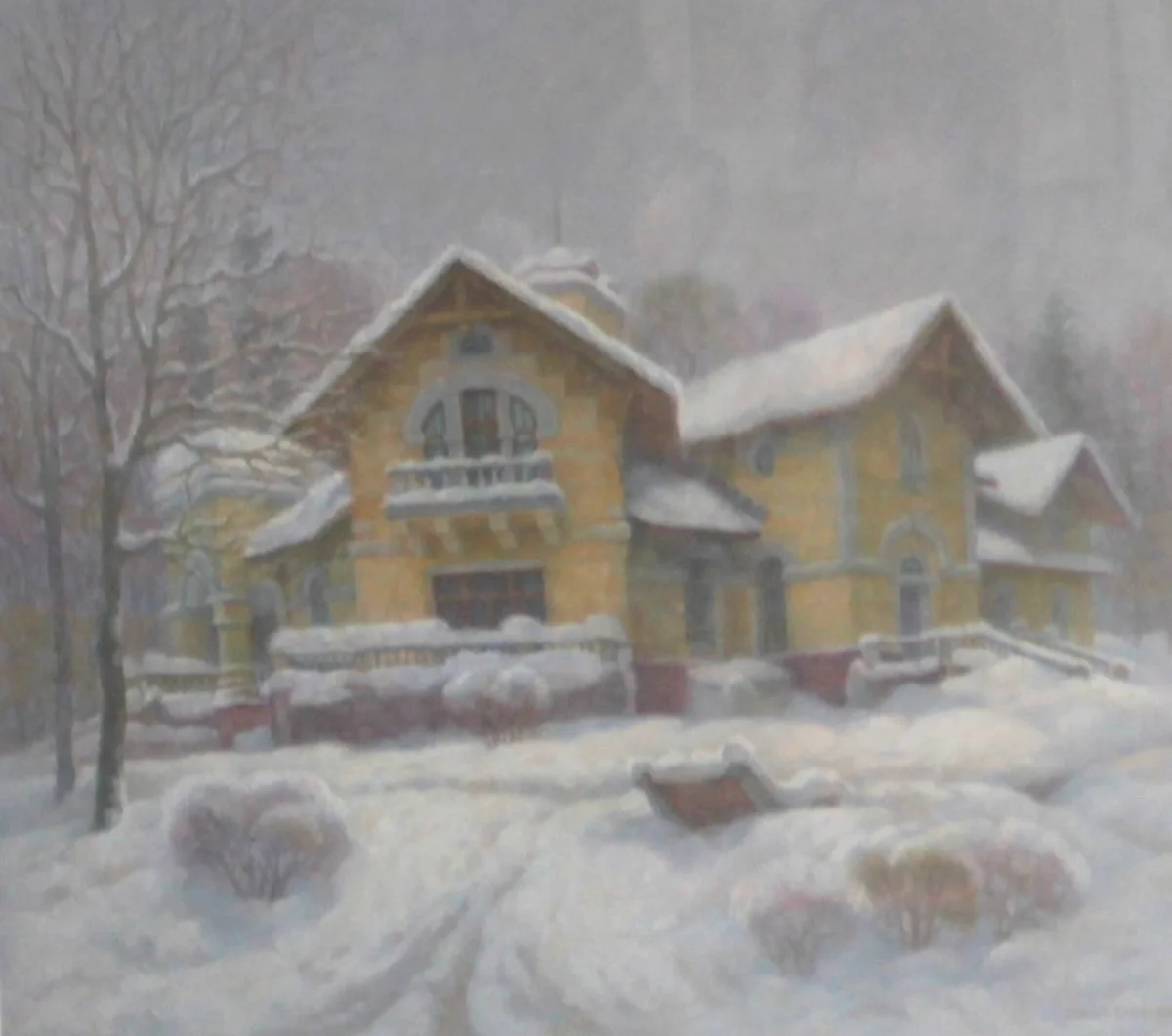 «Зима в усадьбе Турлики», 2021 год, пастель.  