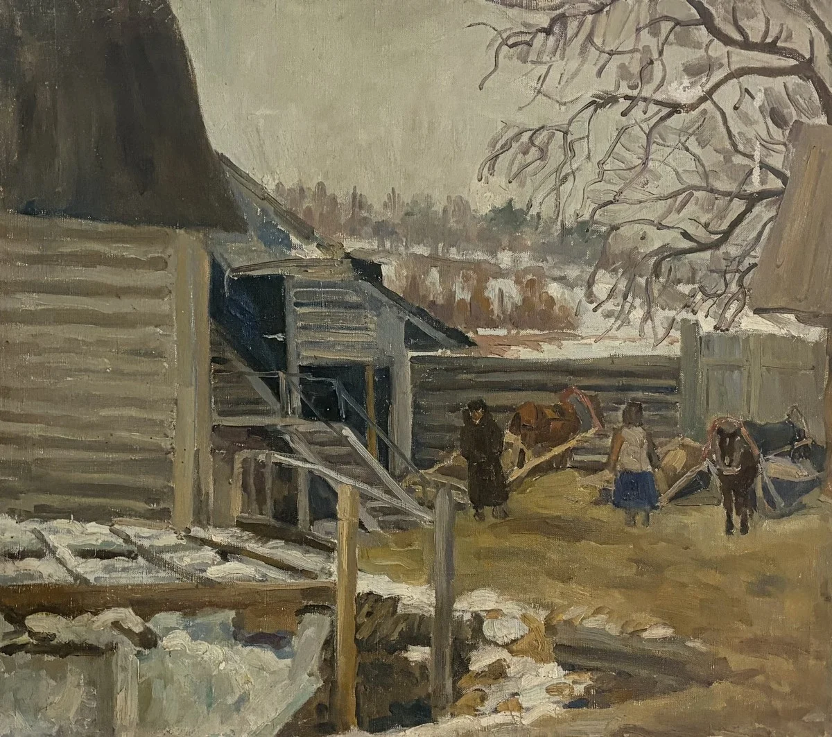 Александр Покровский «На мельнице зимой», первая треть ХХ века. 