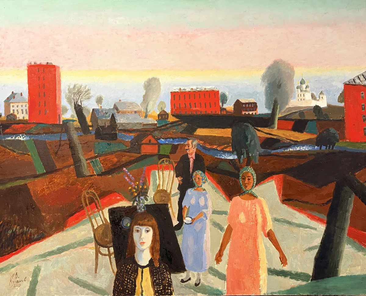 Вадим Кулаков «Пейзаж с красными домиками», 2010 год.