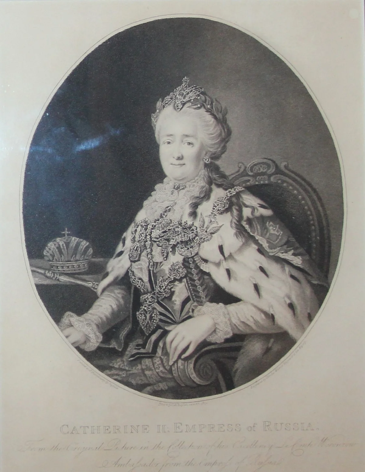 Каролина Уотсон (1761-1814)/ Портрет Екатерины II, 1787 г. По оригиналу Александра Рослина (1718-1793).