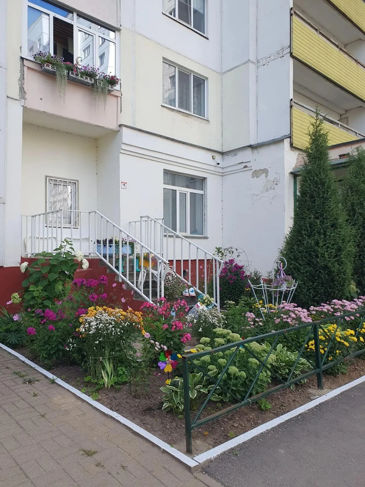 Вот такая красота под балконом Валентины Николаевны. Помогают ей муж и сын.